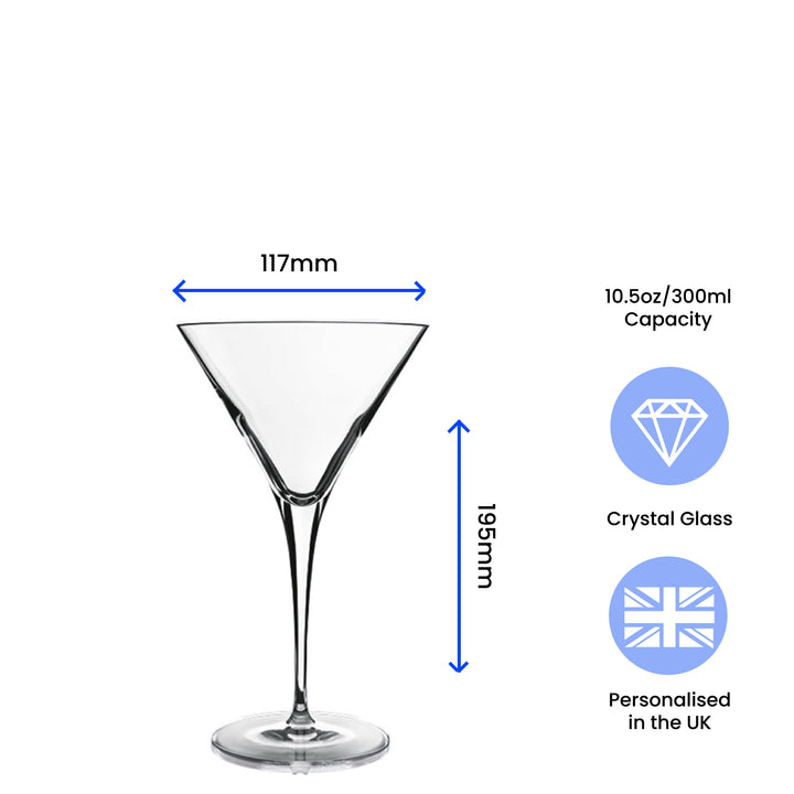 Engraved Allegro Martini Cocktail Glass with Initials Design, Personalise with Any Name Image 6