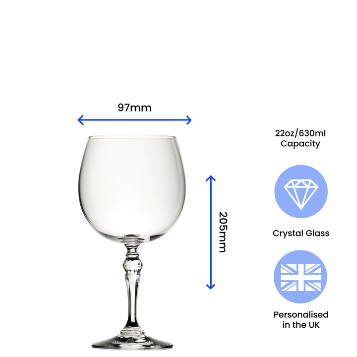 Engraved Crystal Gin and Tonic Cocktail Glass with Name in 60 Design Image 6