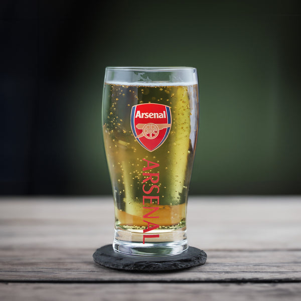 Personalised Engraved Arsenal FC Pint Glass, With Gift Box