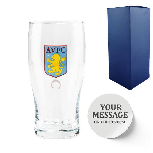Personalised Engraved Aston Villa FC Pint Glass, Gift Boxed