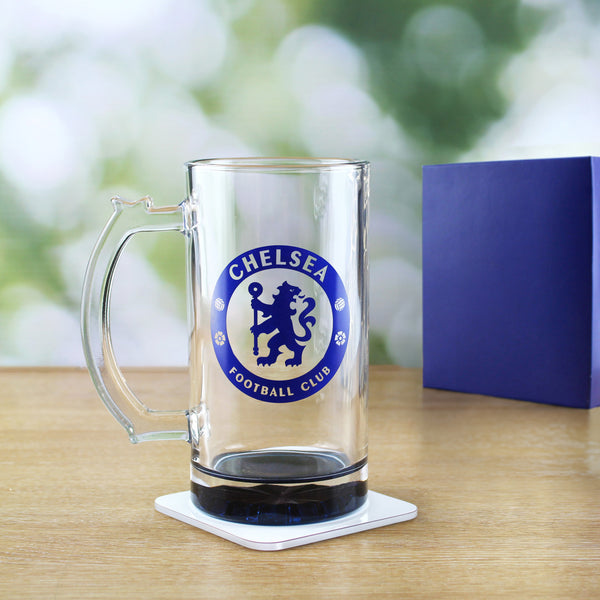 Personalised Engraved Official Chelsea FC Beer Mug, Gift Boxed