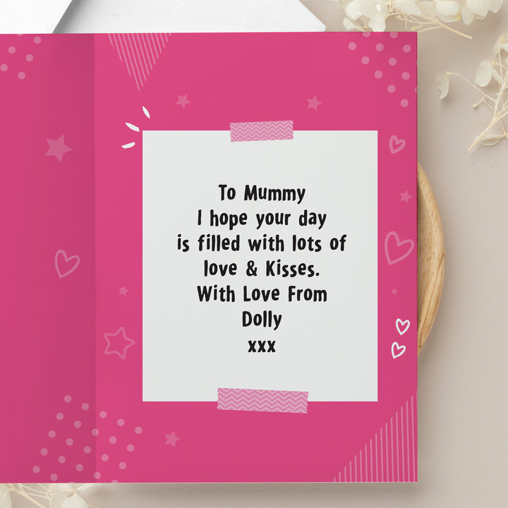 Personalised Pink Polaroid Wreath Photo Upload Greeting Card