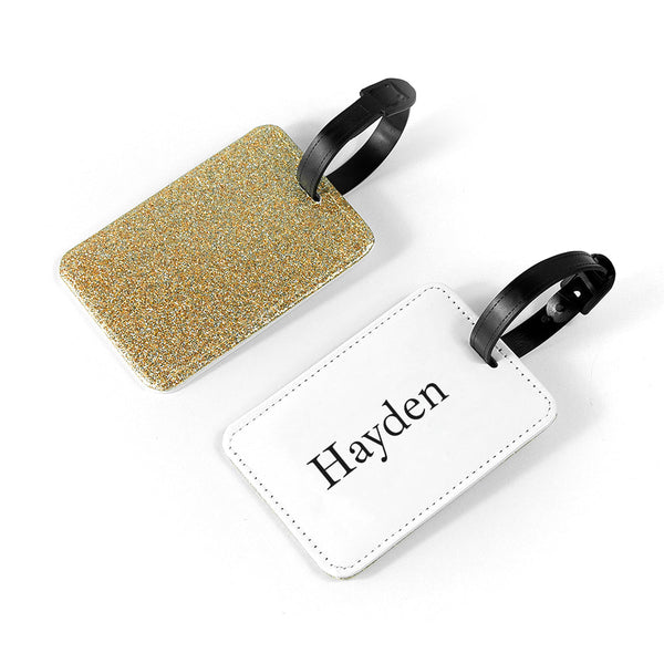 Personalised Gold Glitter School Bag Tag