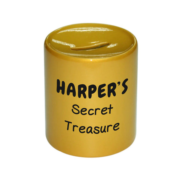 Personalised Kids Secret Treasure Gold Money Box