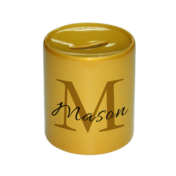 Personalised Kids Initial Gold Money Box