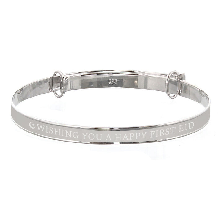 Personalised Eid Sterling Silver Childs Expanding Diamante Star Bracelet
