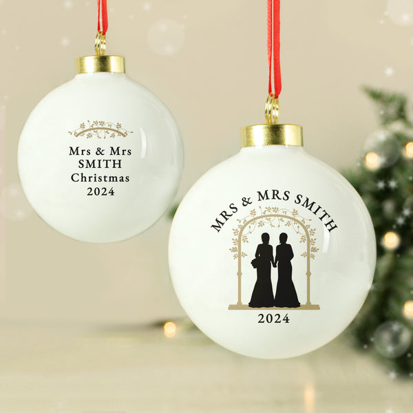 Personalised Mrs & Mrs Bauble