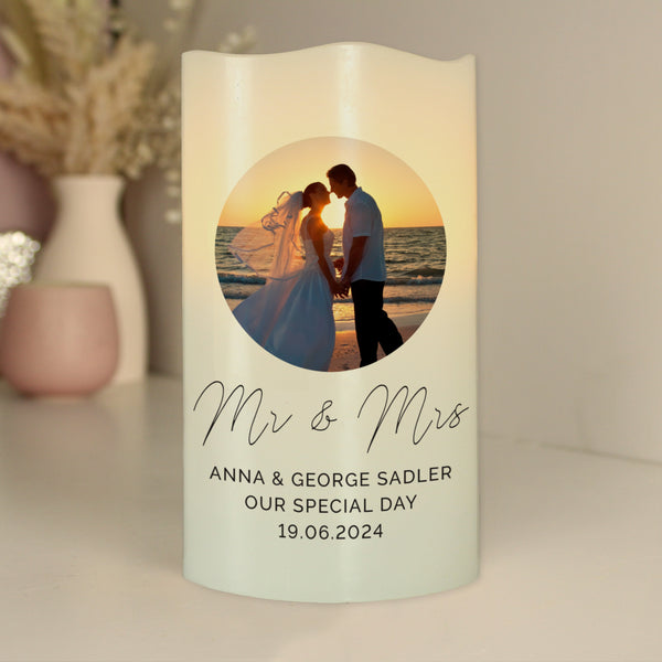 Personalised Photo Upload LED Candle, Ideal For Weddings, Anniversaries, Newborn Baby & Memorials