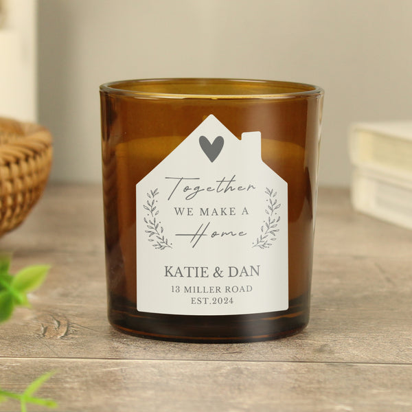 Personalised Home Amber Glass Candle