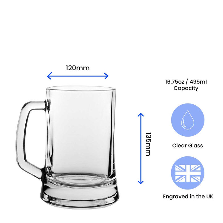 Engraved Beer Tankard with Baldi Design, Add a Personalised Message to the Reverse Image 3