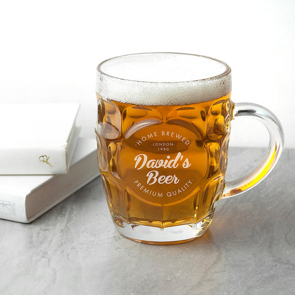 Personalised Father's Day Home Brewed Dimpled Beer Glass