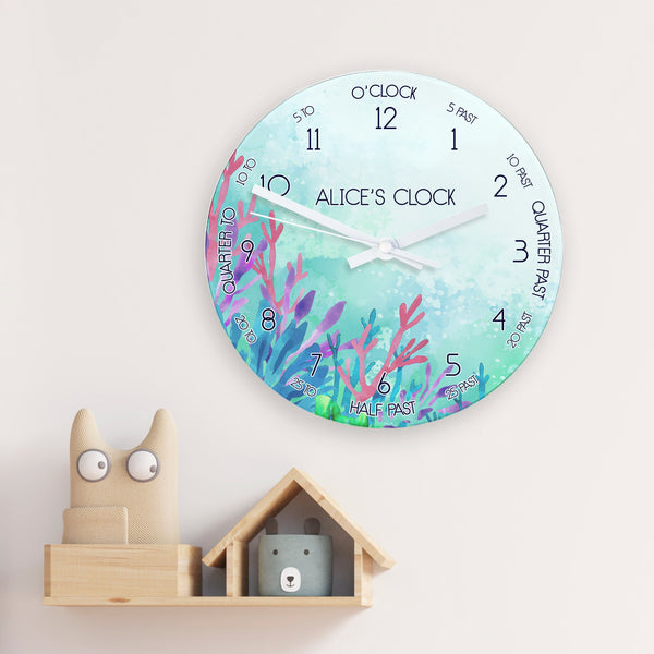 Personalised Kids Sealife Glass Clock