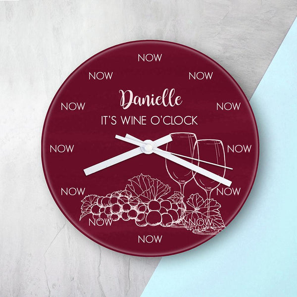 Personalised Wine O'Clock Glass Clock