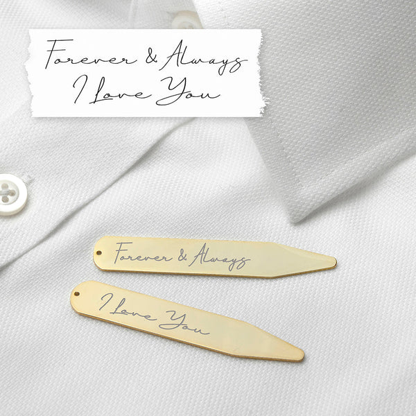 Personalised Handwriting Collar Stiffeners - Gold