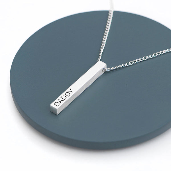 Personalised Father's Day Men's Silver Solid Bar Necklace