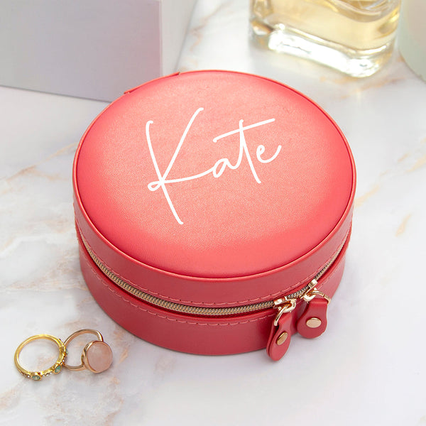 Personalised Treat Republic Coral Round Jewellery Case