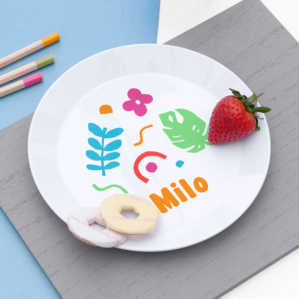 Personalised Kids Colourful Shapes Plastic Plate