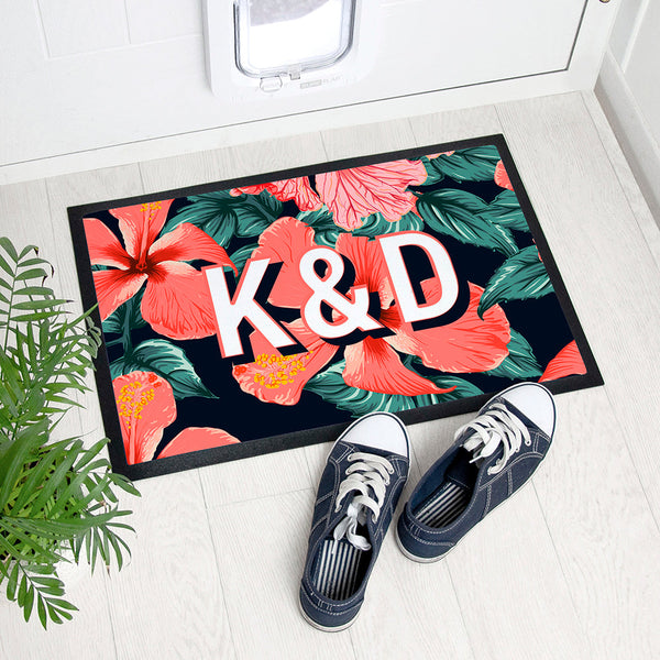 Personalised Tropical Flower Doormat