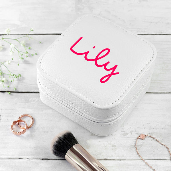 Personalised Summer Style White Jewellery Case - Pink