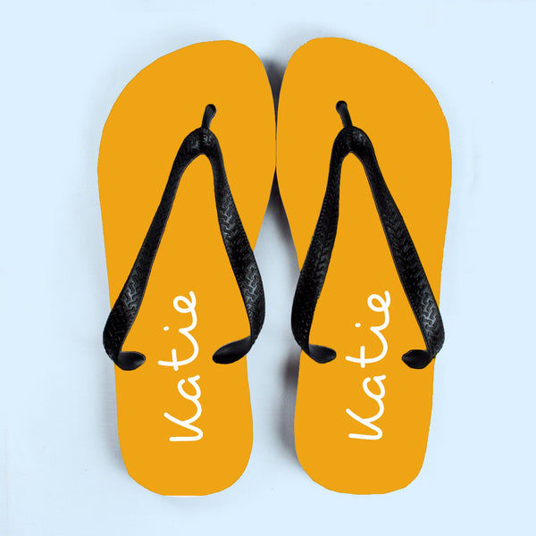 Personalised Summer Style Flip Flops - Large - Yellow