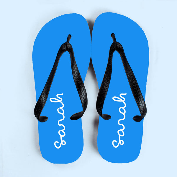 Personalised Summer Style Flip Flops - Large - Blue