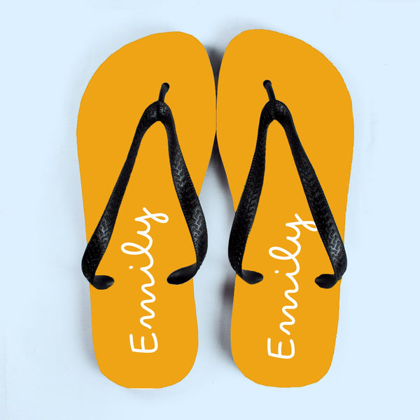 Personalised Summer Style Flip Flops - Medium - Yellow