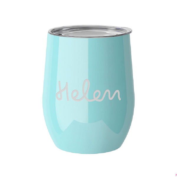 Personalised Summer Style Gloss Wine Tumbler - Turquoise