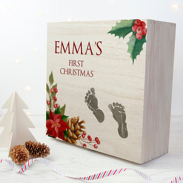 Personalised Baby's First Christmas Memento Box