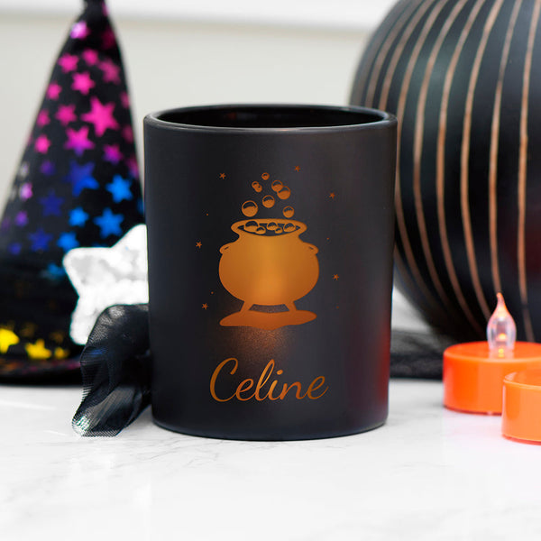 Personalised Halloween Cauldron Candle Holder