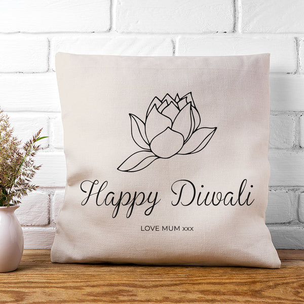 Personalised Diwali Lotus Cushion Cover