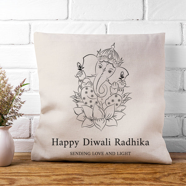 Personalised Diwali Ganesh Cushion Cover