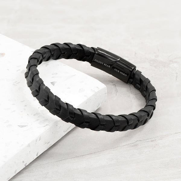 Personalised Men's Leather Chevron Bracelet