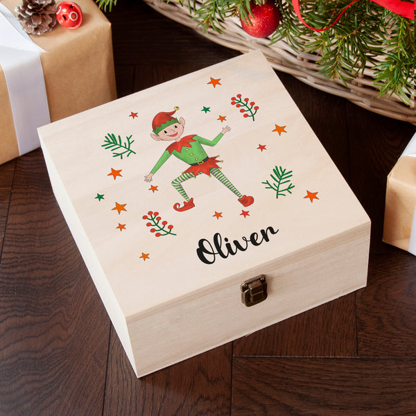 Personalised Boy Elf Christmas Eve Box
