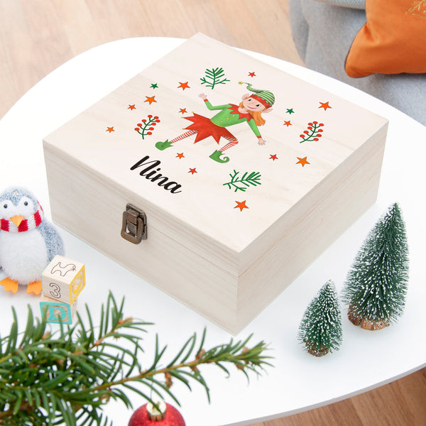 Personalised Girl Elf Christmas Eve Box