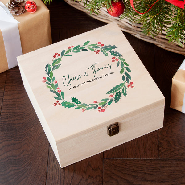 Personalised Couple's Wreath Christmas Eve Box