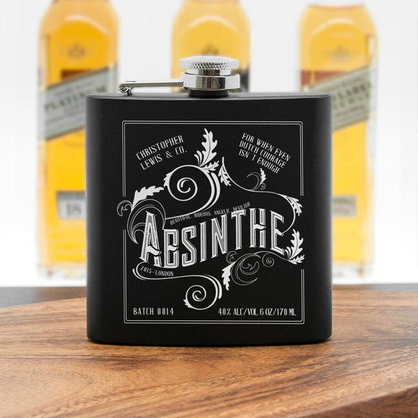 Personalised Absinthe Vintage Hip Flask 