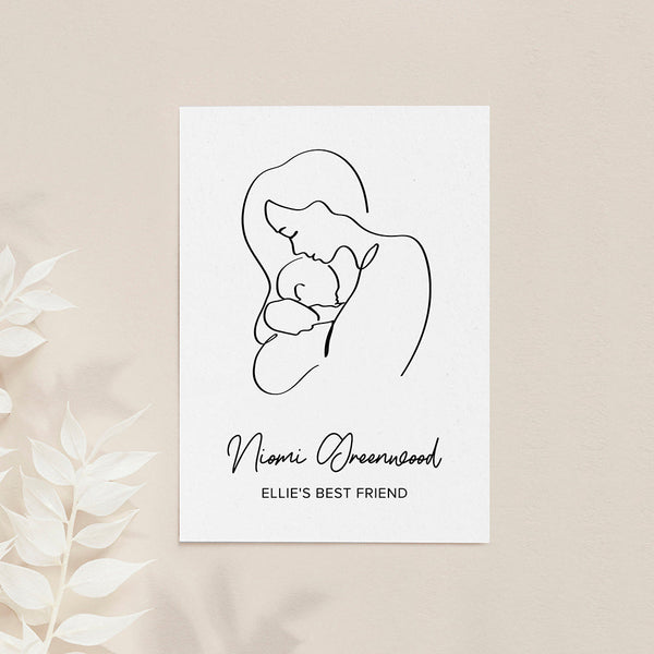 Personalised Line Art New Mum and Babys Love Print