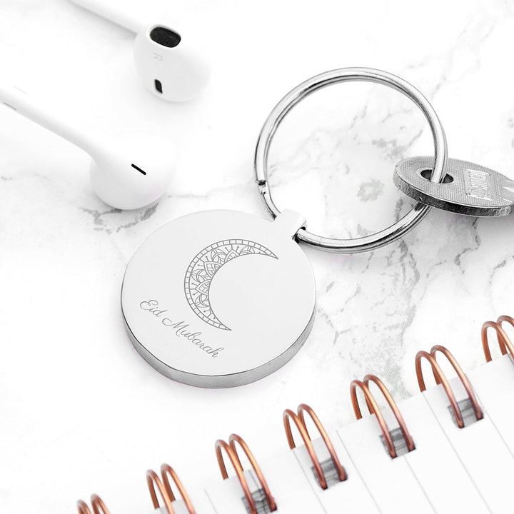 Personalised Eid Mubarak Round Keyring
