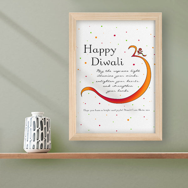 Personalised Diwali Colourful Om Symbol Framed Print
