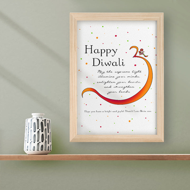 Personalised Diwali Colourful Om Symbol Framed Print