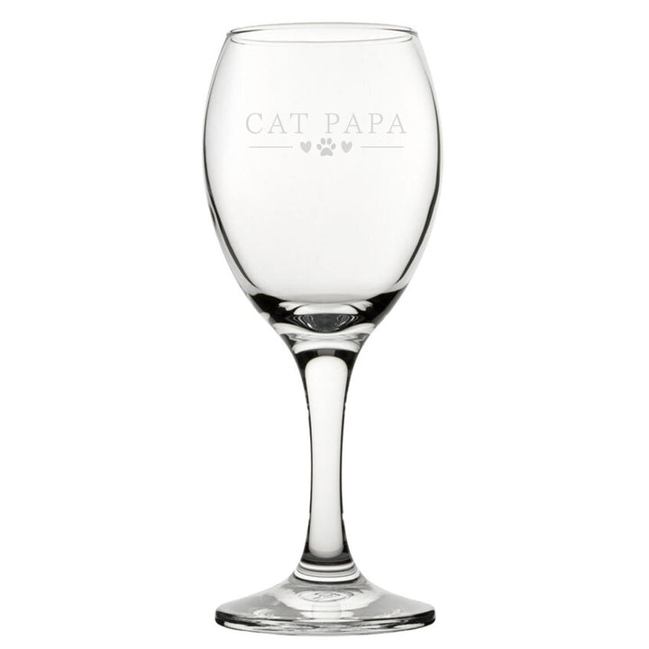 Cat Papa - Engraved Novelty Wine Glass - Personalised Wine Glasses