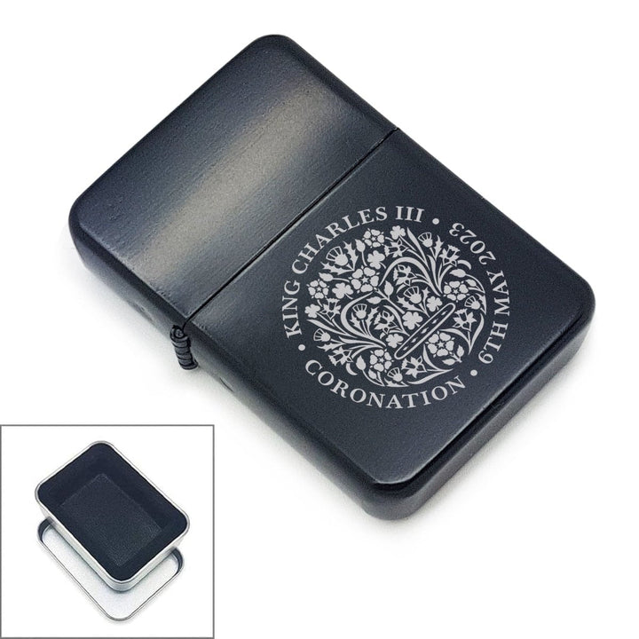 Engraved Commemorative Coronation of the King Black Lighter - Personalised Lighters