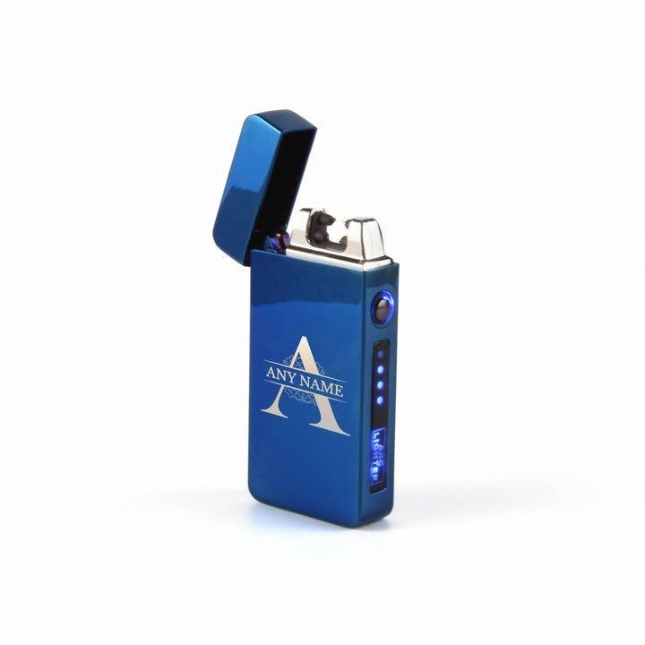 Engraved Electric Arc Lighter, Blue, Any Letter, Gift Boxed