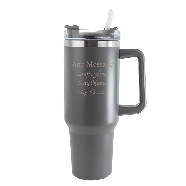 Engraved Extra Large Grey Travel Cup 40oz/1135ml, Any Message
