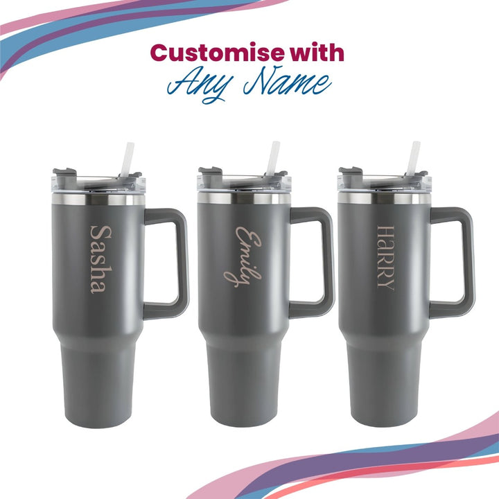 Engraved Extra Large Grey Travel Cup 40oz/1135ml, Any Name