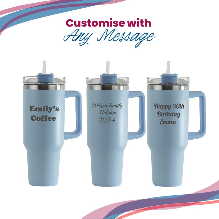 Engraved Extra Large Light Blue Travel Cup 40oz/1135ml, Any Message