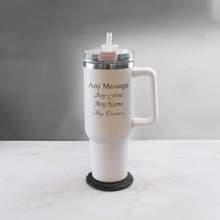 Engraved Extra Large White Travel Cup 40oz/1135ml, Any Message