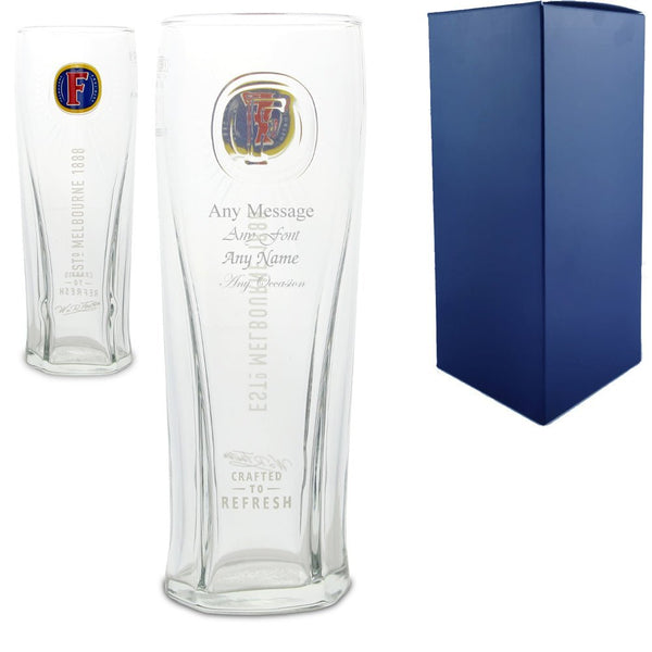 Engraved Fosters Pint Glass