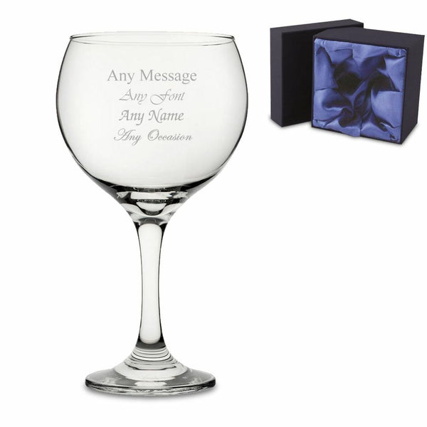 Engraved Gin Balloon Cocktail Glass with Premium Satin Lined Gift Box