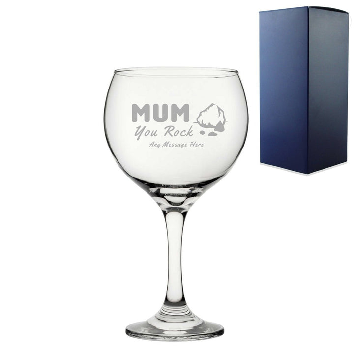 Engraved Gin Glass 22.5oz With Mum You Rock Design Gift Boxed